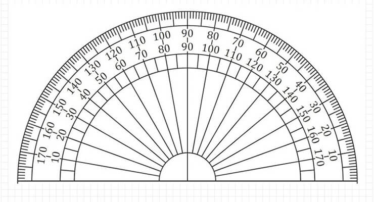 A protractor, used as a maths aid.
